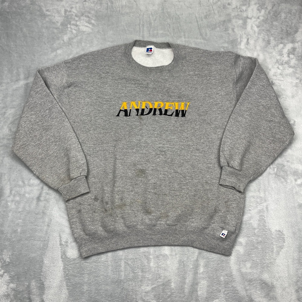 Russial Athletic Andrew Sweatshirt Mens XL‎ Gray Fleece Lined Crew Neck USA Made
